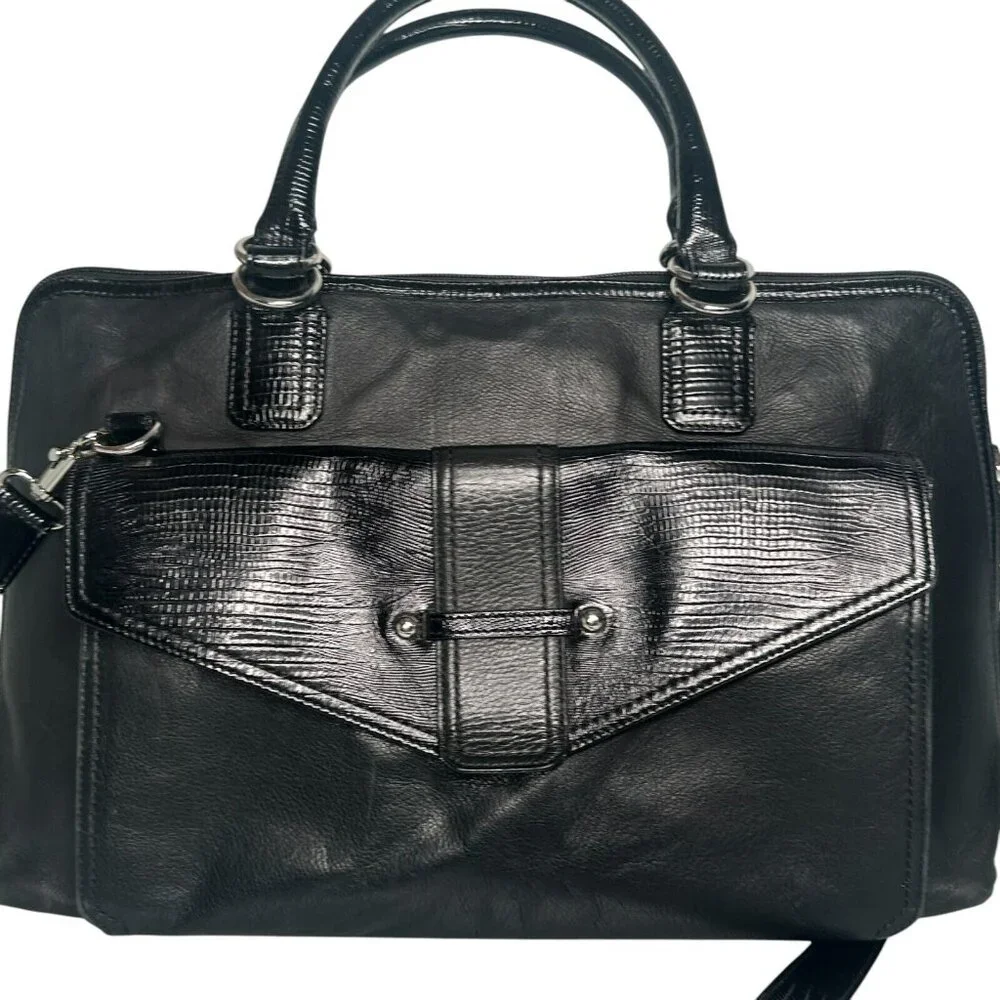LEVENGER Leather Black Messenger Bag Briefcase Laptop